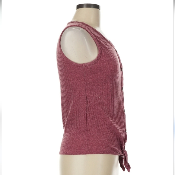 *5 for $25* Olivia Rae Women's Small Burgundy Ribbed Tank Top With Tie Front - Picture 2 of 11